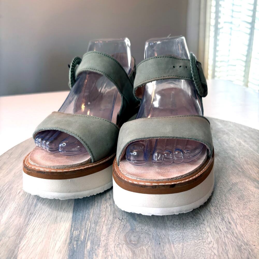Naot Platform Wedge Sandals Green Nubuck Leather Slingback Women's Size 7 EU 38 - Picture 5 of 12